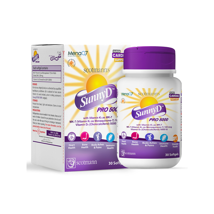 Scotmann’s SunnyD PRO 5000 Vitamin D3 & K2- 30 Softgels