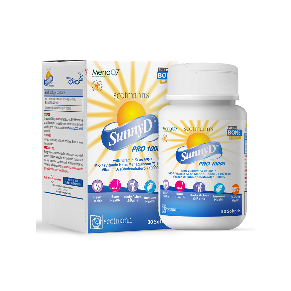 Scotmann’s SunnyD PRO 10000 Vitamin D3 & K2- 30 Softgels