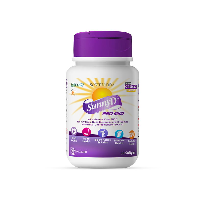 Scotmann’s SunnyD PRO 5000 Vitamin D3 & K2- 30 Softgels
