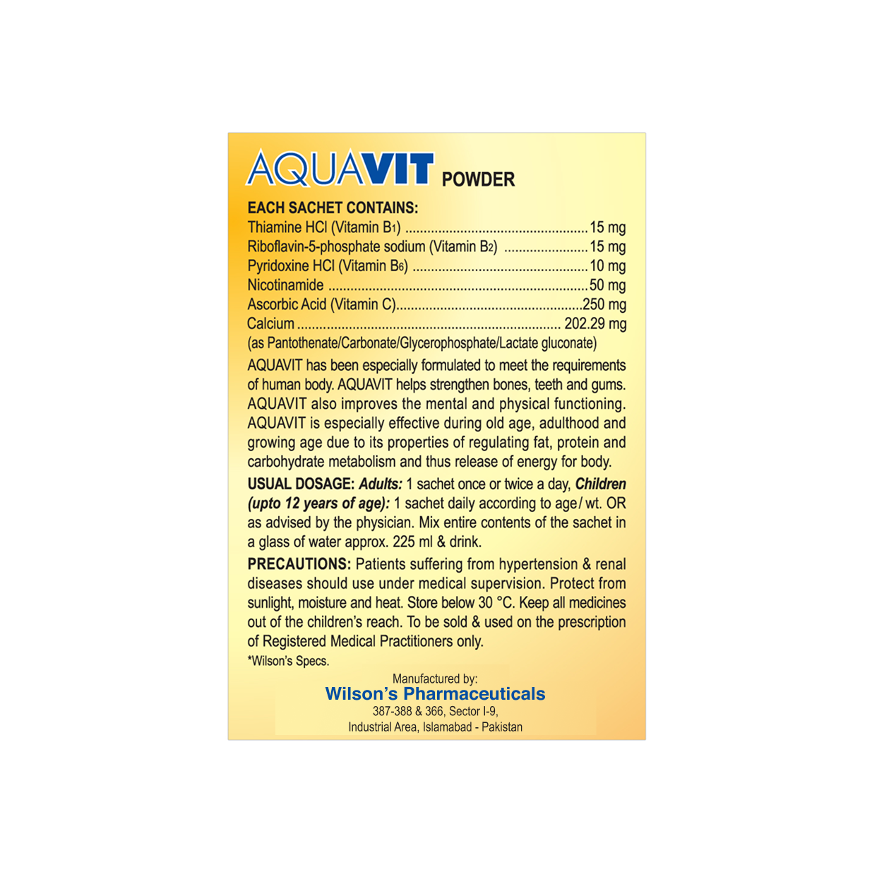 Wilson’s Aquavit - 10 Sachet
