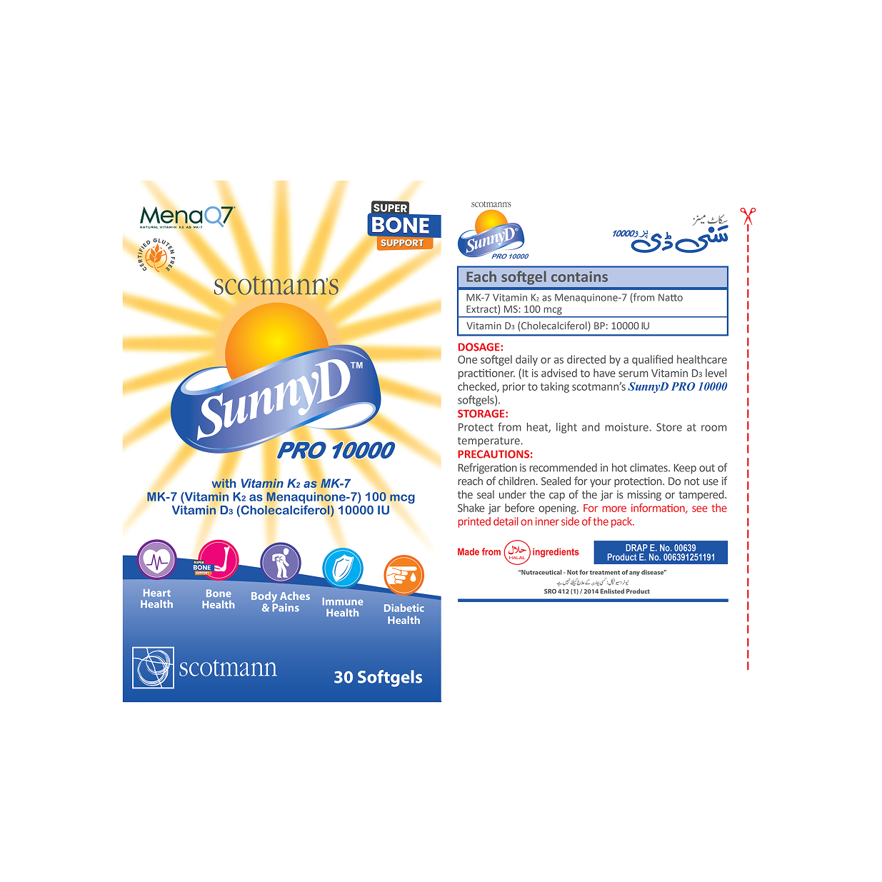 Scotmann’s SunnyD PRO 10000 Vitamin D3 & K2- 30 Softgels