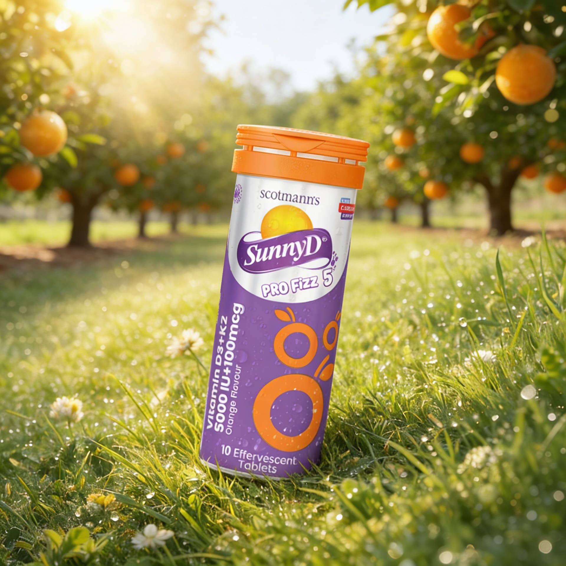 Scotmann's SunnyD PRO Fizz 5 - Vitamin D3 & K2 - 10 Effervescent Tablets
