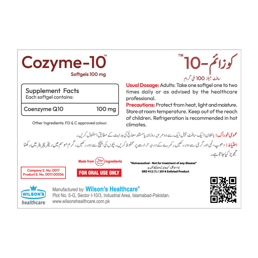 Wilson’s Cozyme-10 (100 mg) - 30 Softgels